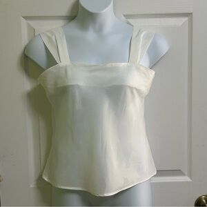 White Linen Camisole Lightweight Business Casual Career Boho Vintage Sz 9/10